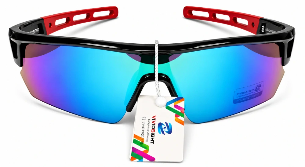 Sluneční unisex brýle Vividsight C07-6714, černo-červené / zeleno-modrá skla, Cat.3