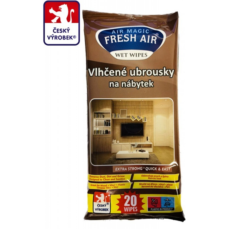 Fresh Air Čisticí vlhčené ubrousky na nábytek 20 ks – pro dřevo, laminát a vinylové podlahy