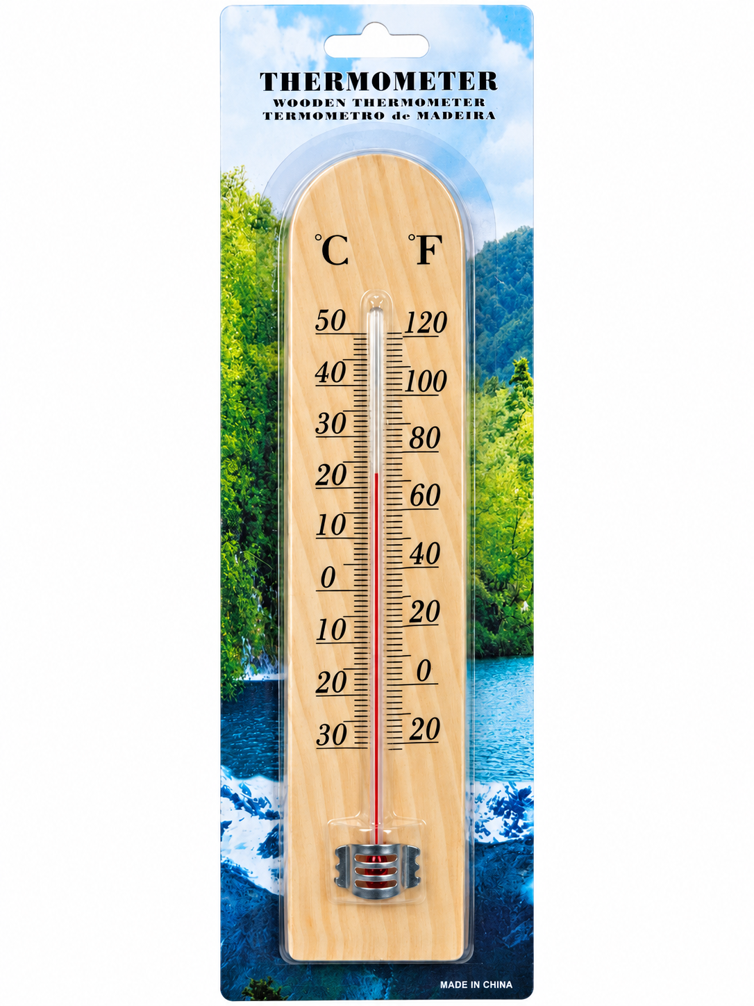 Nakida HT-2110 dřevěný teploměr s háčkem 25 cm