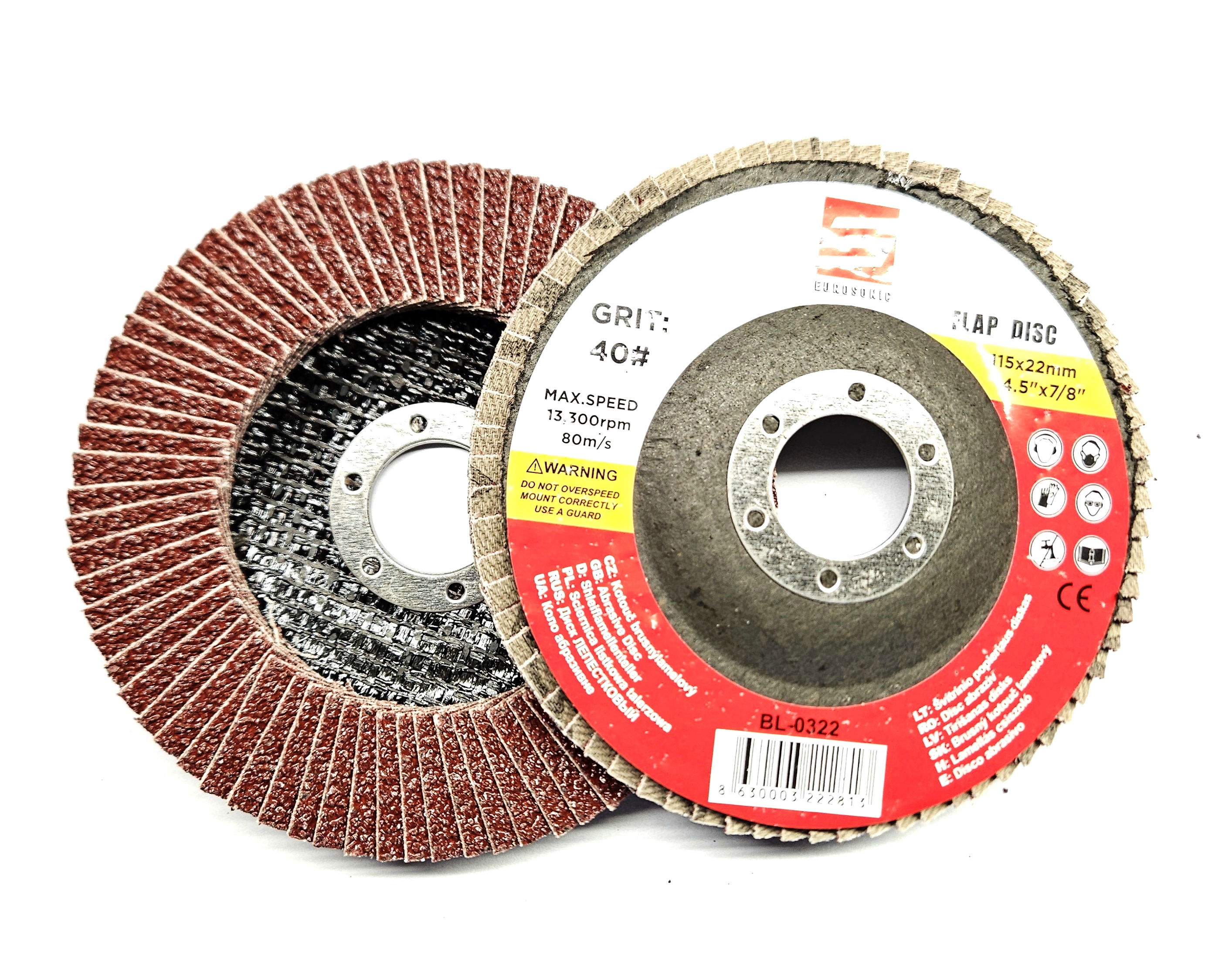 Skládaný lamelový brusný kotouč Eurosonic 115x22,2mm, A40