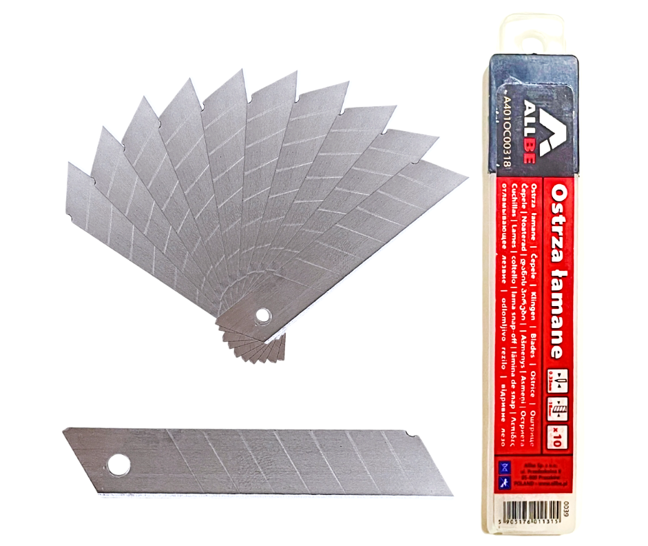 Břity odlamovací ALLBE 18mm do řezáku, sada 10ks