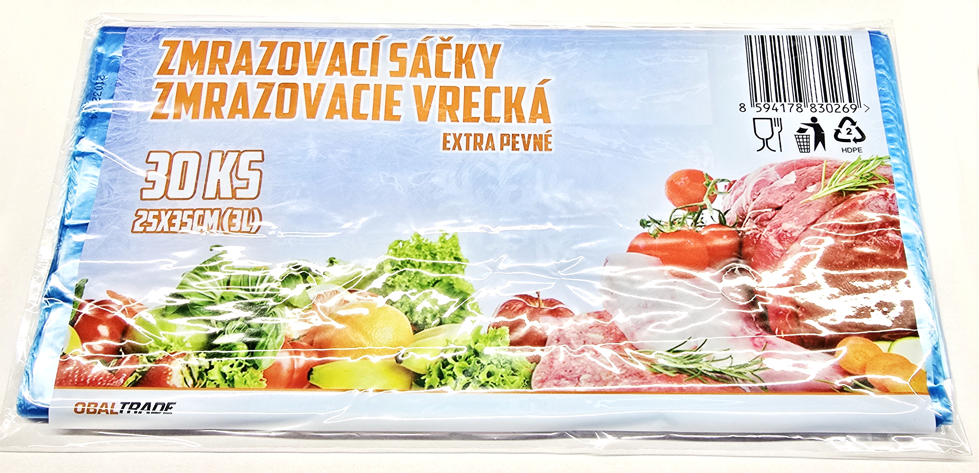 Zamrazovací sáčky ObalTrade 25x35 cm (3 litry, 30 kusů) s popisovatelným polem