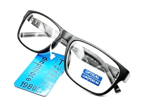 Dioptrické brýle na dálku SURGLASS DE LUXE, mínusové -3.00 dioptrie, černé plastové unisex rámečky