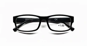 Čtecí dioptrické brýle QiiM 1096A unisex černé plastové rámečky, +1,00 dioptrie