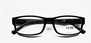 Čtecí dioptrické brýle QiiM 1096A unisex černé plastové rámečky, +3,00 dioptrie