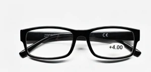 Čtecí dioptrické brýle QiiM 1096A unisex černé plastové rámečky, +4,00 dioptrie