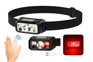 Nakida čelovka 06 – dobíjecí LED čelovka s pohybovým senzorem, USB-C, 400 mAh, ABS, černá
