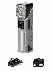 Nakida T-130 Multifunkční LED svítilna s pohybovým senzorem, RGB bočním světlem a magnetem – šedá