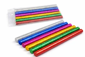 Tavné tyčinky s glitry QiiM 11 mm 180 mm, třpytivé lepicí tyčinky do tavné pistole mix barev 6 ks