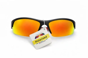 SURPASSGLASS F5308P sportovní polarizační sluneční brýle, černé, červeno-žlutá zrcadlová skla, UV400, Cat.3, unisex