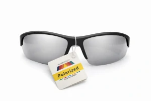 SURPASSGLASS F5308P sportovní polarizační sluneční brýle, černé, stříbrná zrcadlová skla, UV400, Cat.3, unisex