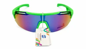 Dětské sluneční brýle Vividsight T03-6305, neonově zelený matný rám / modro-fialová skla, Cat.3