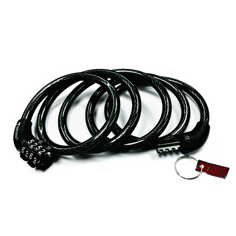 Tonyon - Kompaktní spirálový kombinační zámek na kolo 120mm, černý