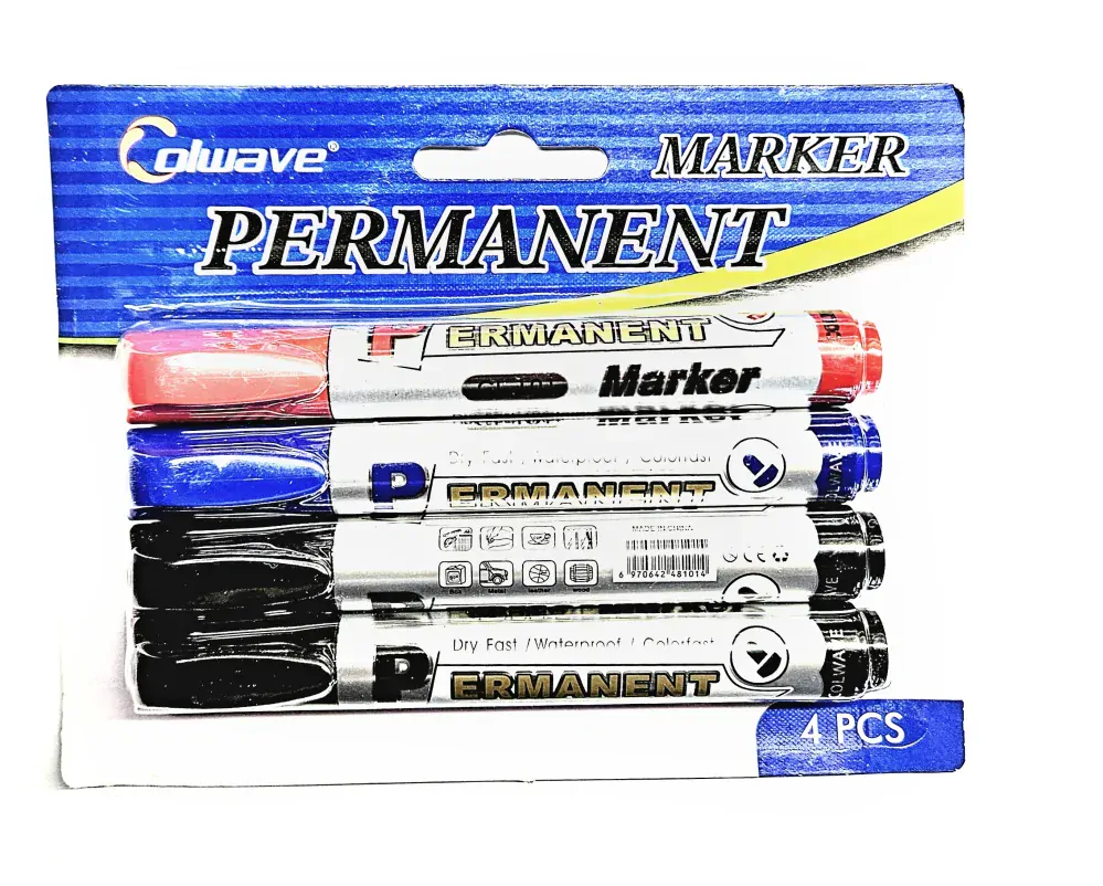 QiiM CL-101 Barevné Voděodolné Fixy, Sada 4 ks, Multipovrchové, Kulatý Hrot