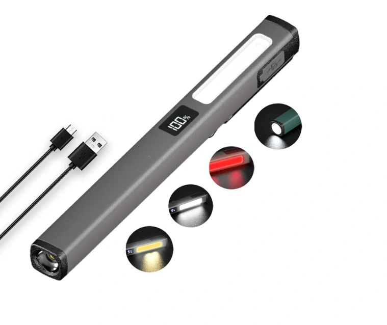 Nakida W08 multifunkční COB LED svítilna, USB-C, šedá