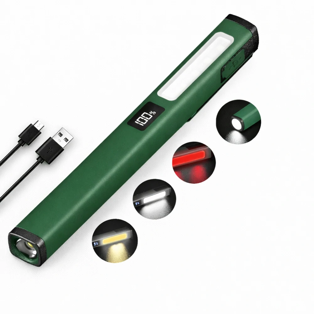 Nakida W08 multifunkční COB LED svítilna, USB-C, zelená