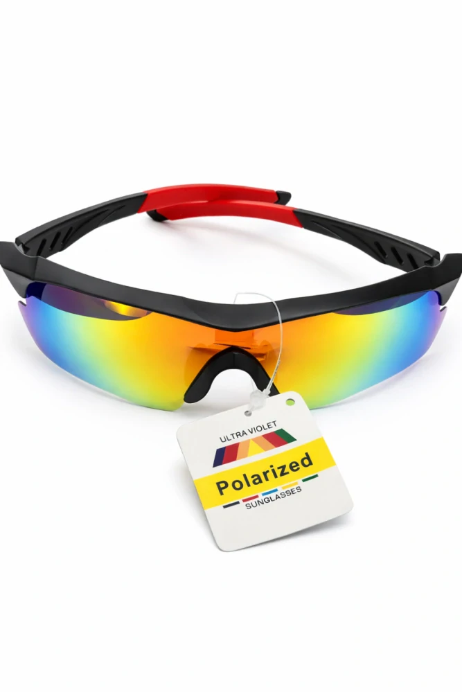 SURPASSGLASS TR2603P cyklistické polarizační sluneční brýle, černo-červené, UV400, Cat.3, unisex