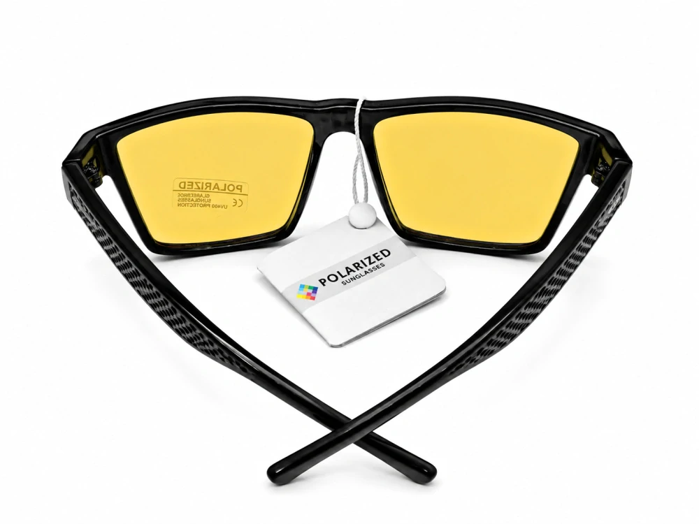 Polarizační sluneční brýle ZHglasses P25817 se žlutými skly, černý plastový rámeček, UV400, unisex