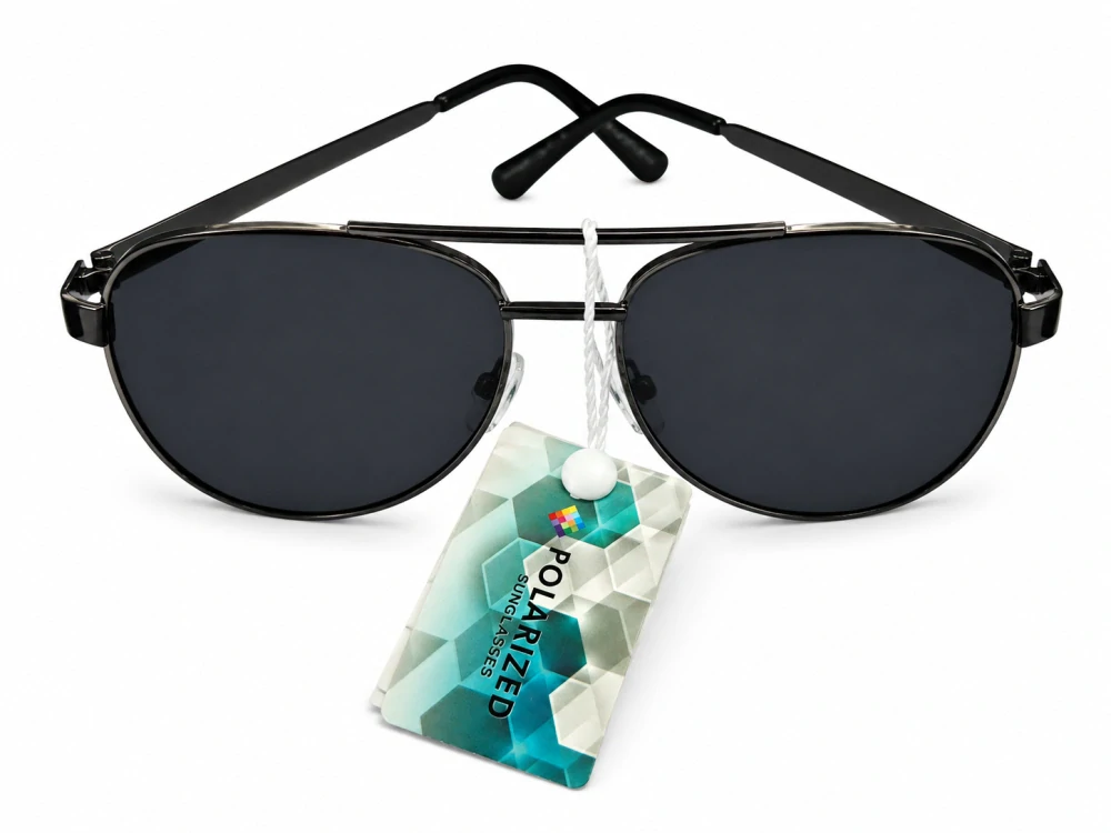 Polarizační unisex sluneční brýle ZHglasses P6953 se šedými skly, černý kovový rámeček, UV400, Cat.3