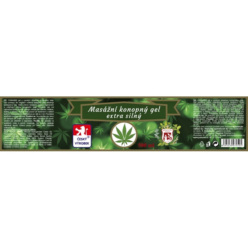 Fresh Air Cannabis masážní konopný gel Extra silný 500 ml