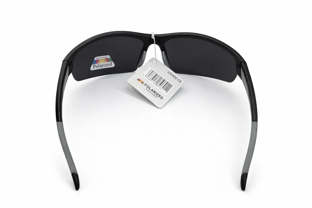 SURPASSGLASS F5308P sportovní polarizační sluneční brýle, černé, stříbrná zrcadlová skla, UV400, Cat.3, unisex