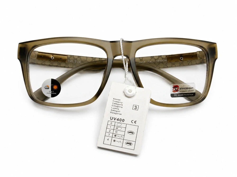 Samozatmavovací sluneční brýle VIVIDSIGHT 6407, zelenohnědý rámeček, UV400, Cat.3, unisex