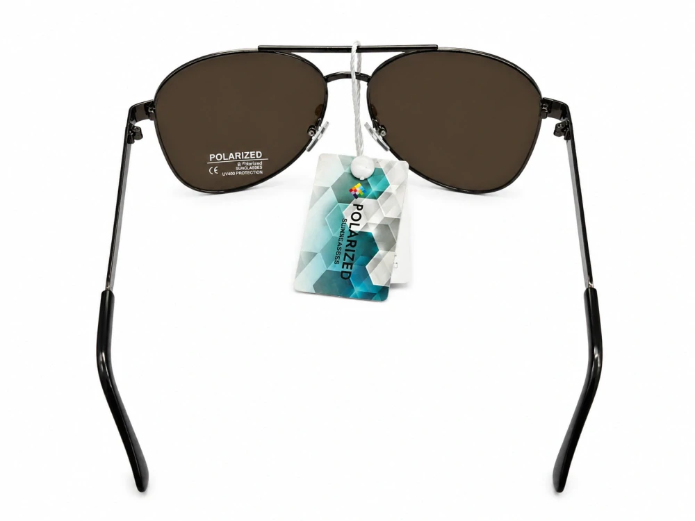 Polarizační unisex sluneční brýle ZHglasses P6953 se šedými skly, černý kovový rámeček, UV400, Cat.3