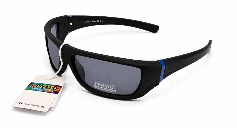 Sluneční unisex brýle Renato 24534, černý matný rám / šedá skla, Cat.3