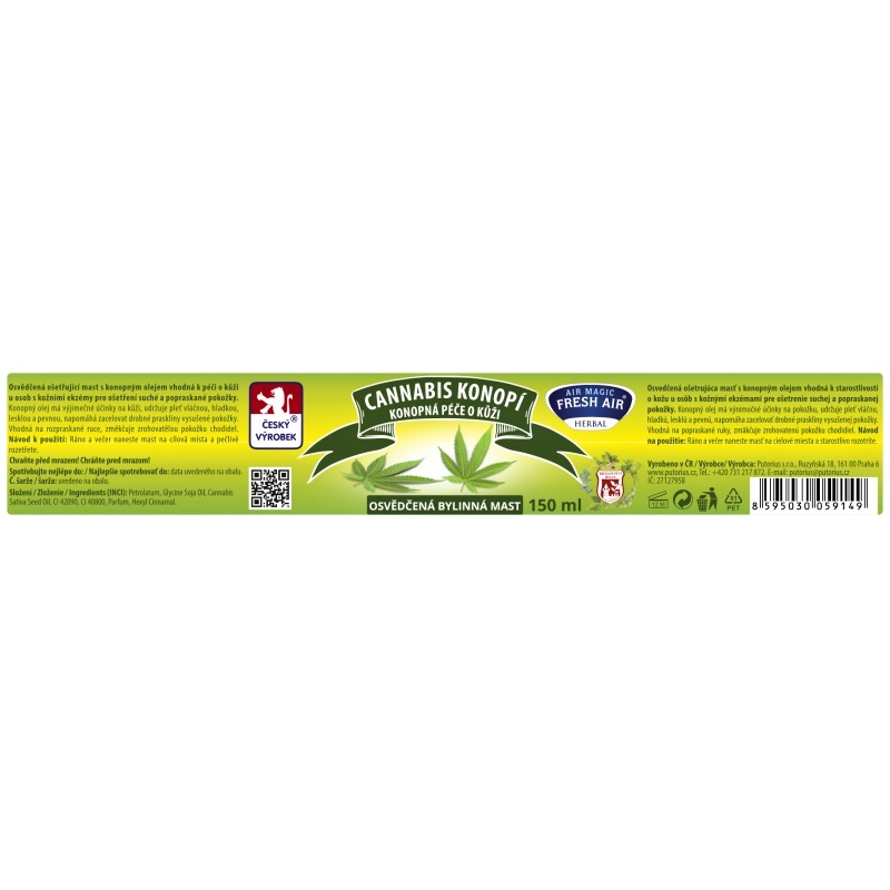 Fresh Air bylinná mast 150 ml Cannabis konopí