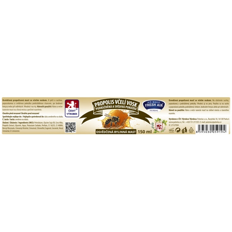 Fresh Air bylinná mast 150 ml Propolis včelí vosk