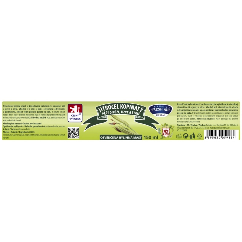 Fresh Air bylinná mast Jitrocel kopinatý 150 ml