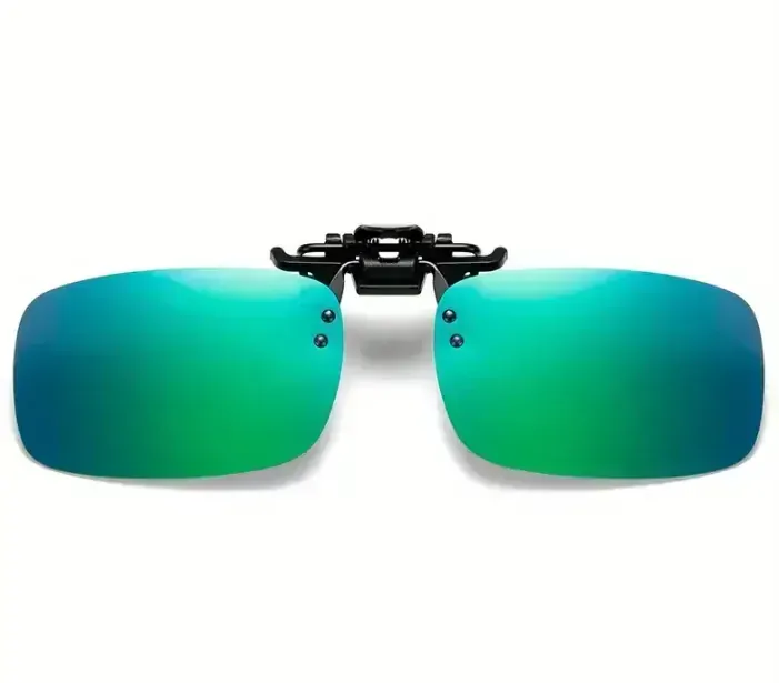 Polarizační klips na dioptrické brýle QiiM P-19, zrcadlově modrozelený s pouzdrem