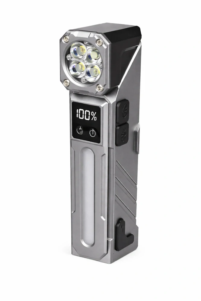 Nakida T-130 Multifunkční LED svítilna s pohybovým senzorem, RGB bočním světlem a magnetem – šedá