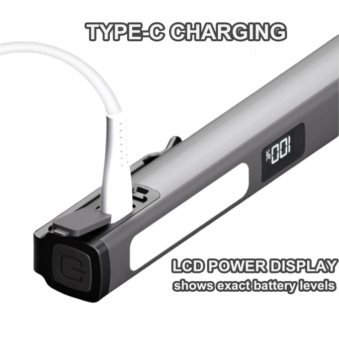 Nakida W08 multifunkční COB LED svítilna, USB-C, šedá