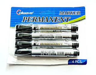 QiiM CL-101 Sada Černých Voděodolných Fixů, 4 ks, Silný Kulatý Hrot