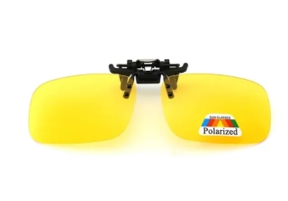 QiiM P-11 Polarizační Klips na Dioptrické Brýle, Žlutý, UV400, 60x41mm