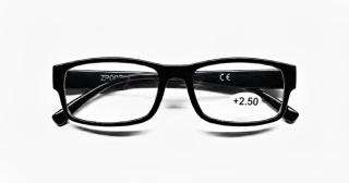 Čtecí dioptrické brýle QiiM 1096A unisex černé plastové rámečky, +2,50 dioptrie