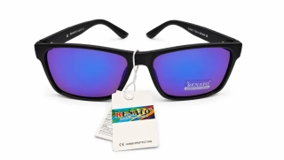 Sluneční unisex brýle Renato TU23311, černý rám / modrá zrcadlová skla, Cat.3
